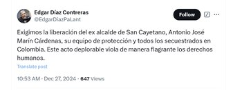 El senador Edgar Díaz Contreras