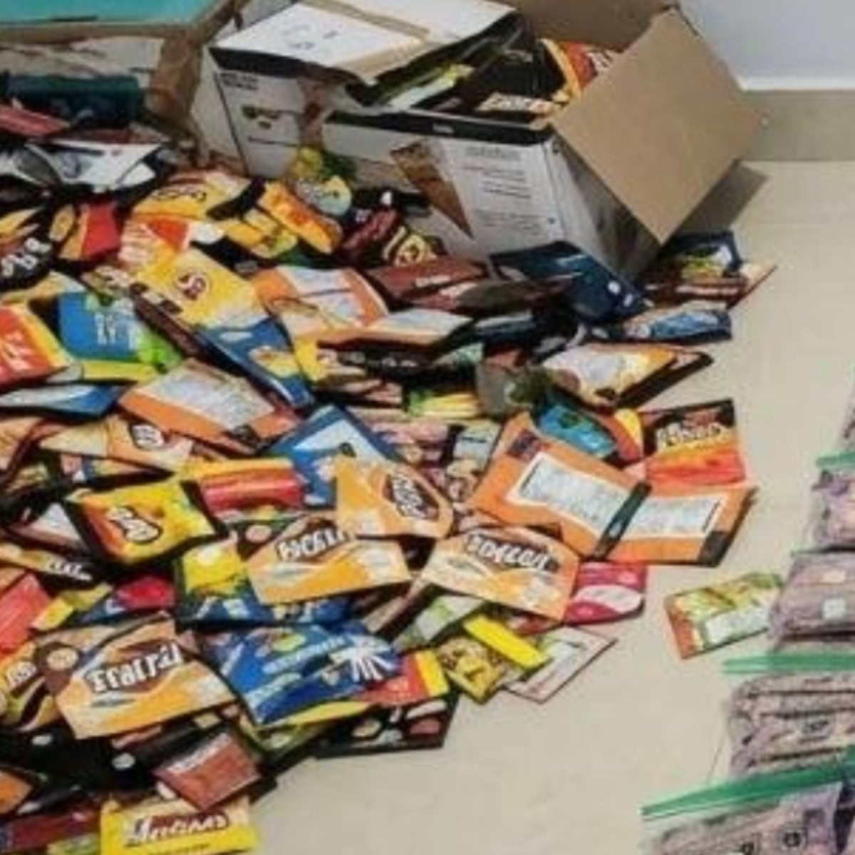 Frituras con droga encontradas tras el cateo. Crédito: SSP Sinaloa