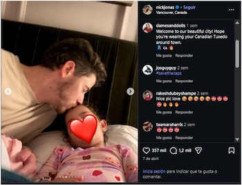 Nick Jonas compartió una foto con su hija mientras se encontraba en Vancouver. (Instagram)