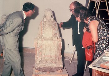 La escultura ibérica hallada en Cerro Cepero, en las cercanías de Baza, conocida como la ""Dama de Baza"", poco después de su llegada a Madrid desde el museo arqueológico de Granada. EFE/Archivo