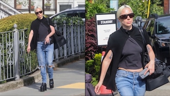 Lady Gaga volvió a elevar un look cotidiano con sus botas de plataforma favoritas