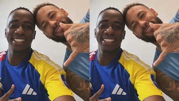 Neymar fue sorprendido por un jugador colombiano que lo besó después de un partido por la Copa Sudamericana