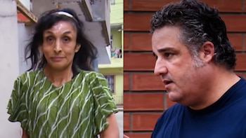 Montaje fotográfico: a la izquierda, una mujer de cabello oscuro y camiseta verde; a la derecha, un hombre de cabello rizado con una camiseta azul
