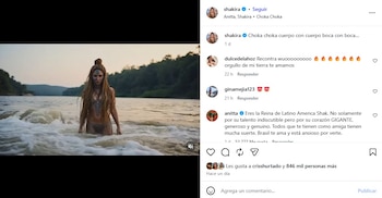 Anitta no dudó en expresar su admiración por Shakira luego de que se difundiera el adelanto de "Choka Choka" - crédito @shakira/Instagram