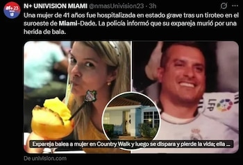 Iván Granado murió tras presuntamente disparar contra su expareja Dayanis Lasso en una vivienda del suroeste de Miami-Dade./ (Captura de pantalla Univisión)