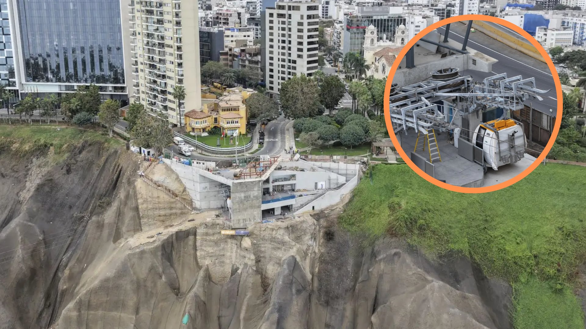 El Teleférico Turístico Vaivén Miraflores prevé iniciar operaciones a fines de agosto de 2026, sujeto a la certificación de seguridad. Composición: Infobae