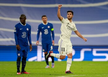 Asensio celebra su gol anotado