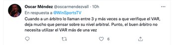 Reacciones partido Millonarios Vs. América de Cali. Captura de pantalla