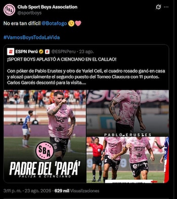 Sport Boys – Cienciano – Botafogo - Prensa brasileña – Copa Sudamericana - Liga 1 – Perú – deportes – 24 agosto