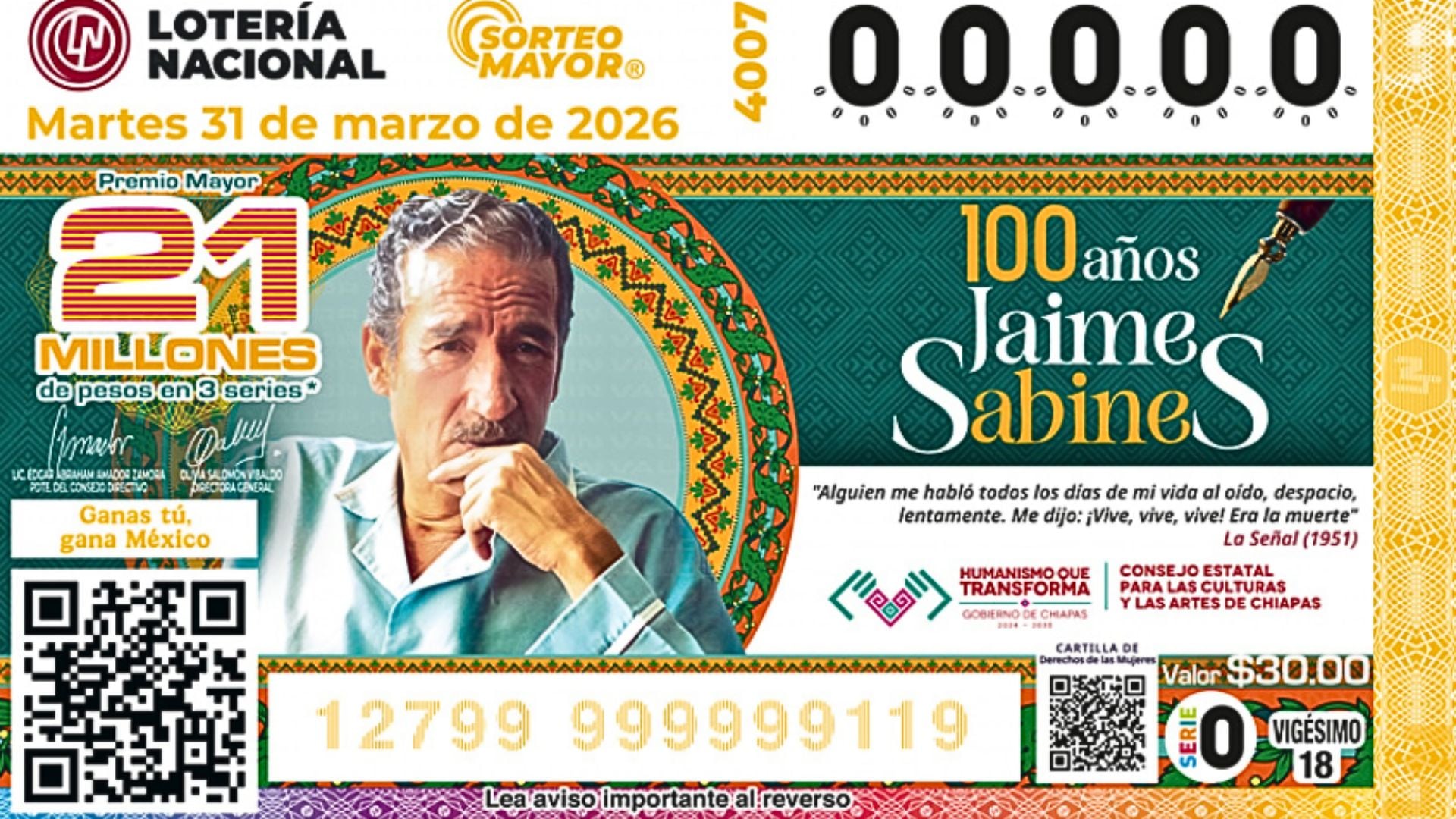 Conoce cuáles fueron los 12 números ganadores más importantes del Sorteo Mayor 4007 de este martes 31 de marzo de 2026. (Lotería Nacional)