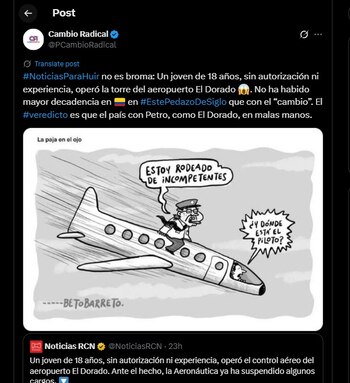 Cambio Radical criticó la gestión