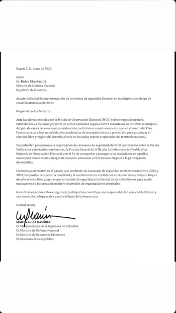 La propuesta de Ramírez plantea la coordinación entre Fuerza Pública, Fiscalía, Registraduría y misiones de observación nacional e internacional - crédito Marta Lucía Ramírez/TikTok