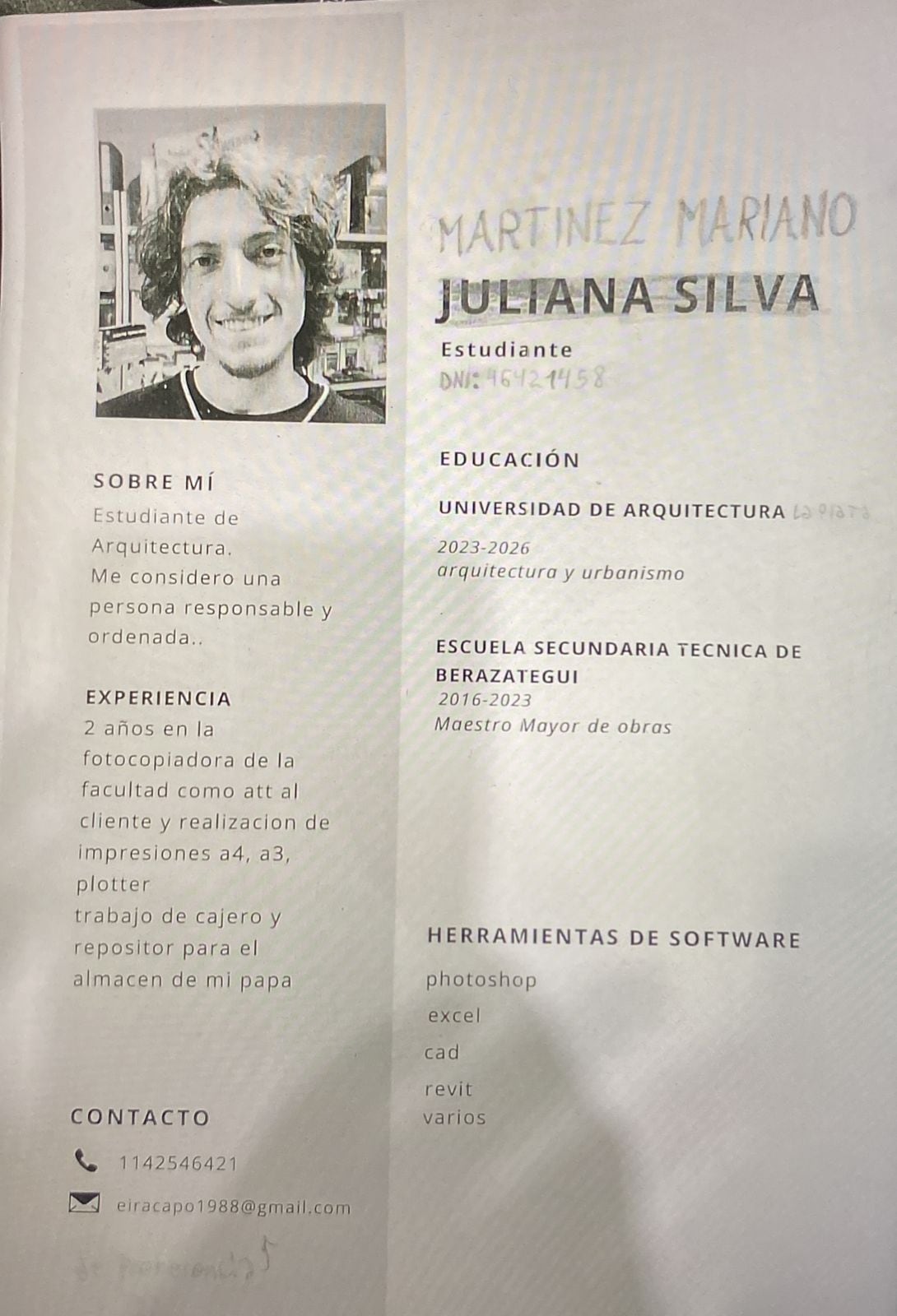El CV que entregó