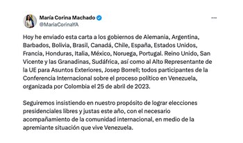 Machado compartió la carta en