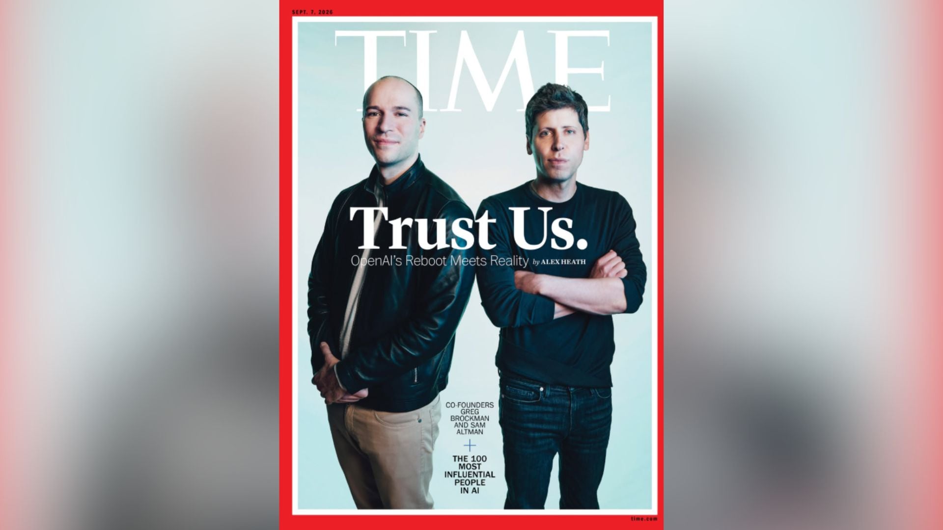 Sam Altman y Greg Brockman son los ejecutivos más visibles de OpenAI, la creadora de ChatGPT. (Time)