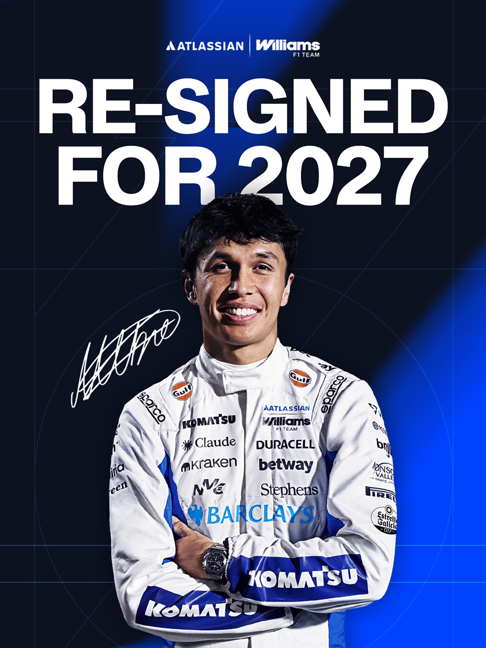 Alex Albon renovó en Williams para 2025 en la F1