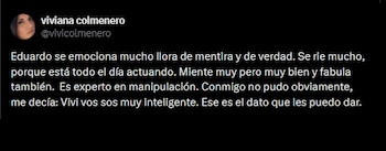 Viviana Colmenero arremetió contra Eduardo