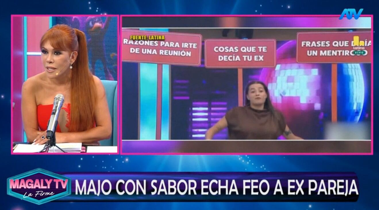 Majo con Sabor sorprende con frase sobre un ex durante juego televisivo. Captura: Magaly TV La Firme.