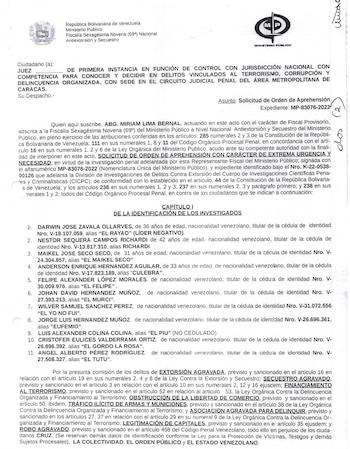La Fiscalía nunca solicitó ninguna orden de aprehensión contra Denny Zavala auqnue sí contra Darwin El Rayao y varios miembros de la banda