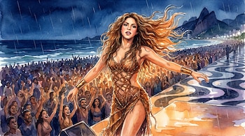 El concierto de Shakira en Copacabana podrá verse en Colombia a partir de las 7:45 p.m., con transmisión en vivo a través de plataformas digitales y canales oficiales brasileños - crédito visualesIA