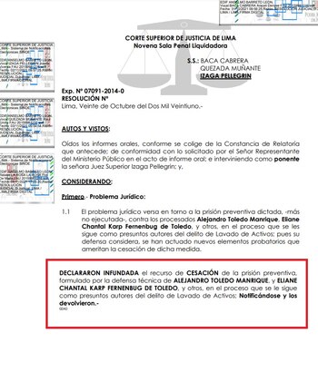 Poder Judicial rechazó pedido de