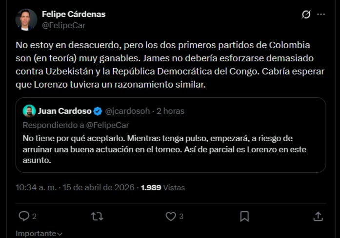 James Rodríguez afronta una dura situación en la MLS; el periodista Felipe Cárdenas destaca su bajo nivel actual y advierte que necesitará un milagro para brillar con Colombia en la temporada 2024-crédito @FelipeCar/X