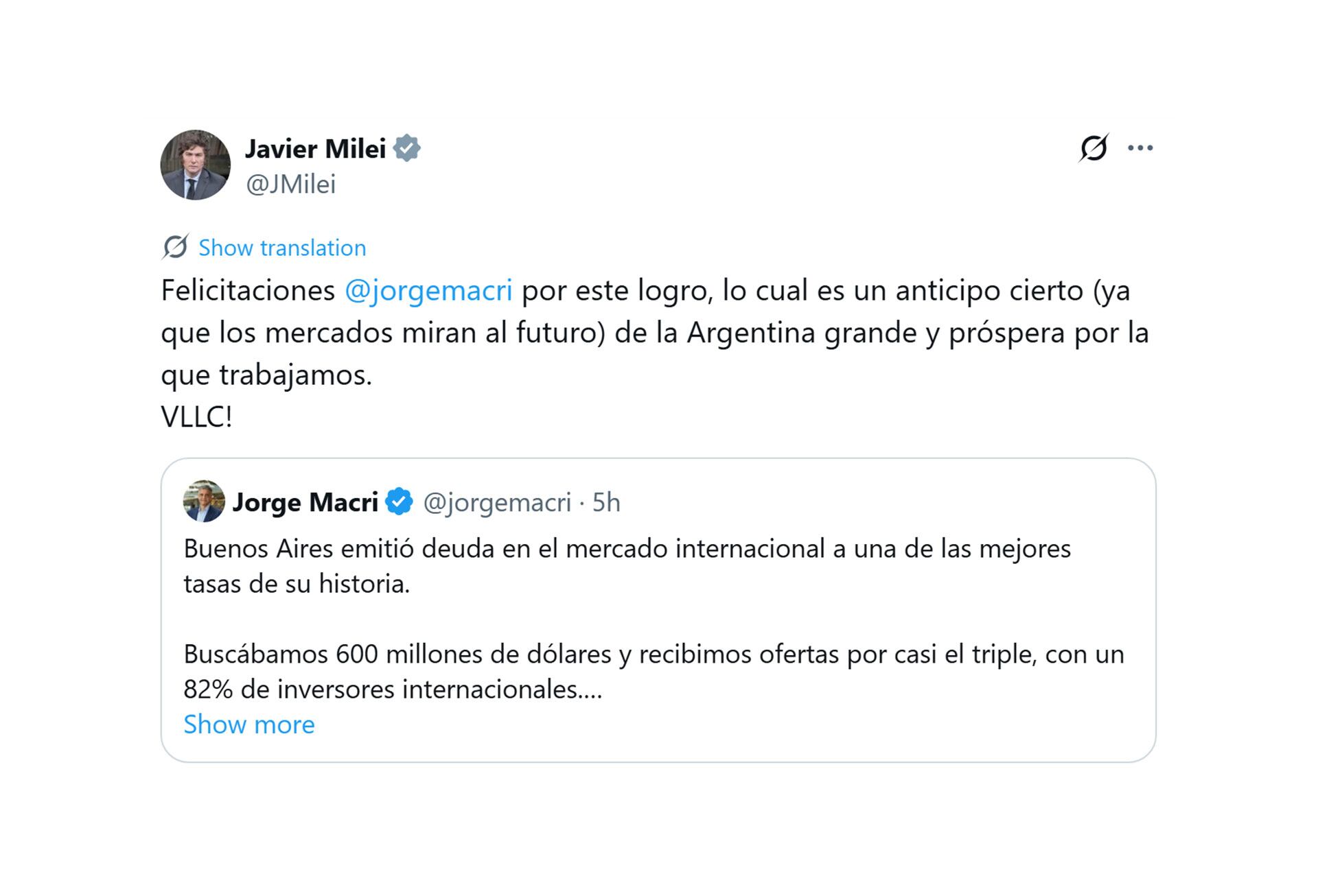 El gesto de Milei fue interpretado como un paso hacia la apertura de nuevos canales de diálogo con la Ciudad