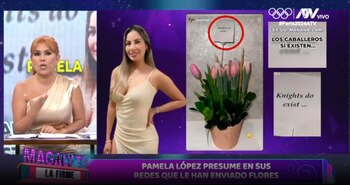 Pamela López recibe tulipanes de