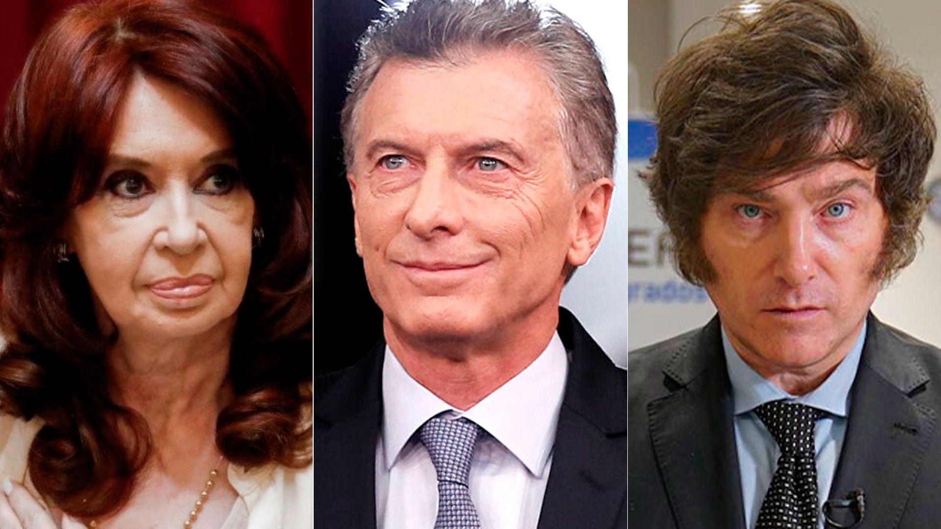 Criarina Kirchner, Mauricio Macri y Javier Milei