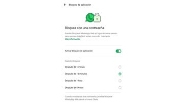 Configuración del bloqueo por inactividad en WhatsApp Web