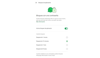El bloqueo puede configurarse según