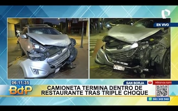 Camioneta se empotró en restaurante de San Borja tras triple choque en cruce sin semáforo