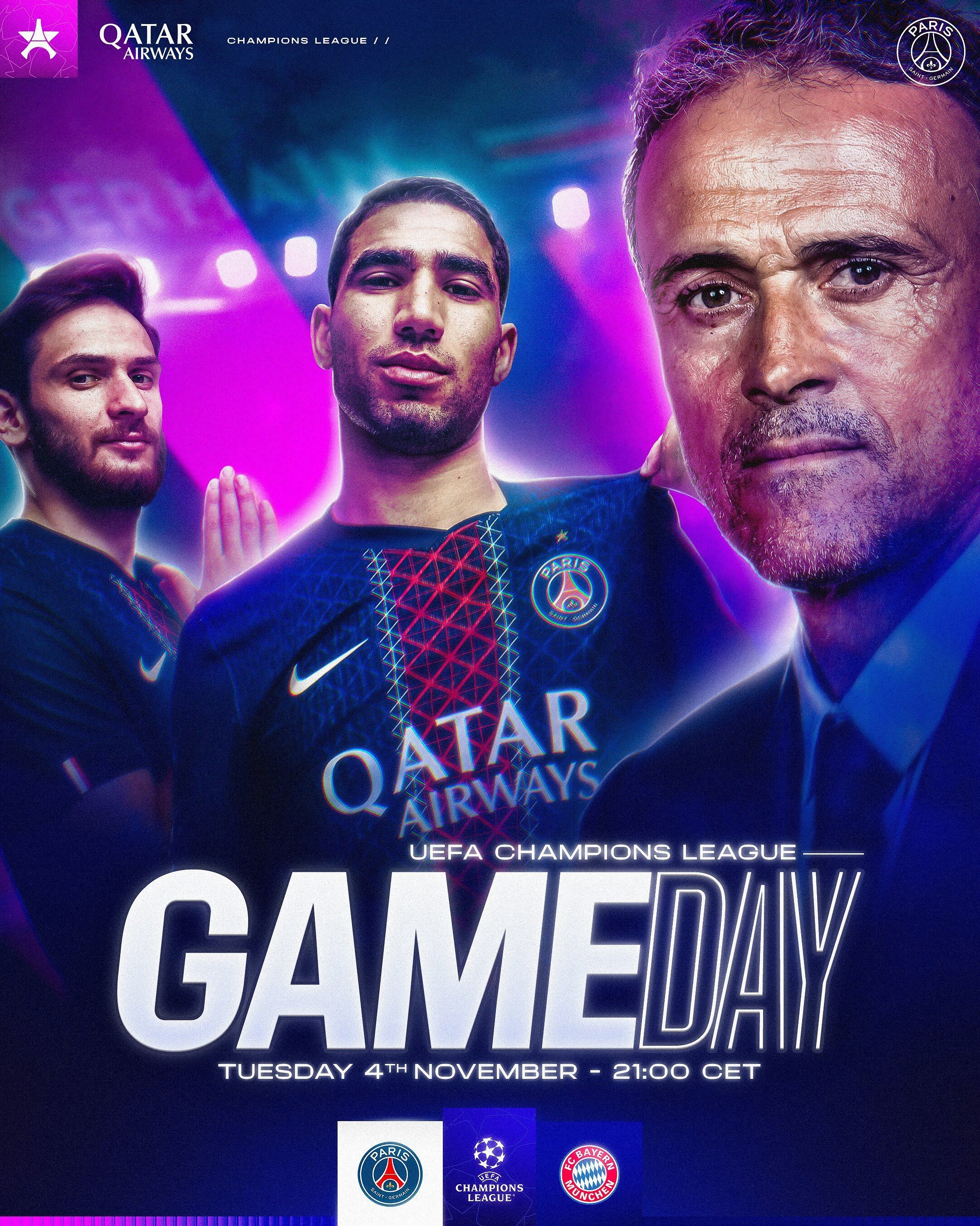 El afiche de los parisinos para el duelo ante los bávaros - crédito @PSG_espanol / X