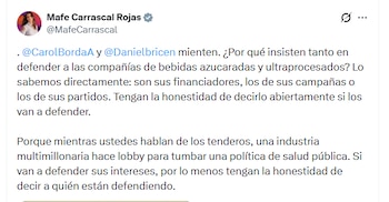 Según Mafe Carrascal, el impuesto no afecta de manera generalizada los productos que hacen parte de la canasta familiar - crédito @MafeCarrascal/X