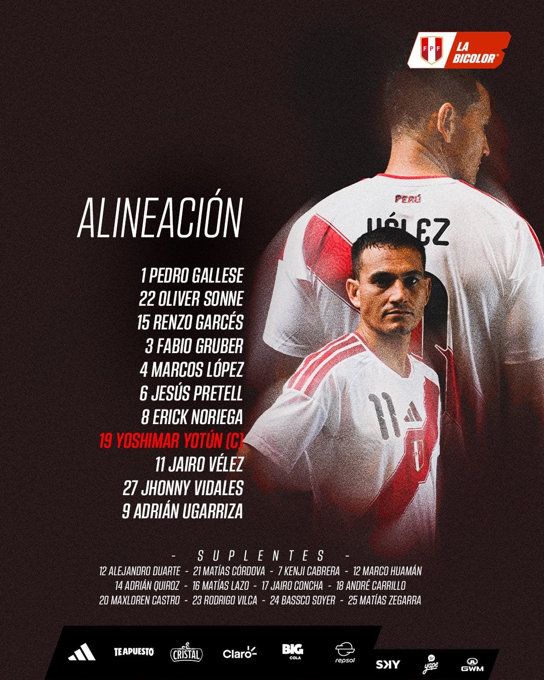 Once de la selección peruana para el partido ante España por fecha FIFA 2026 - Crédito: FPF.