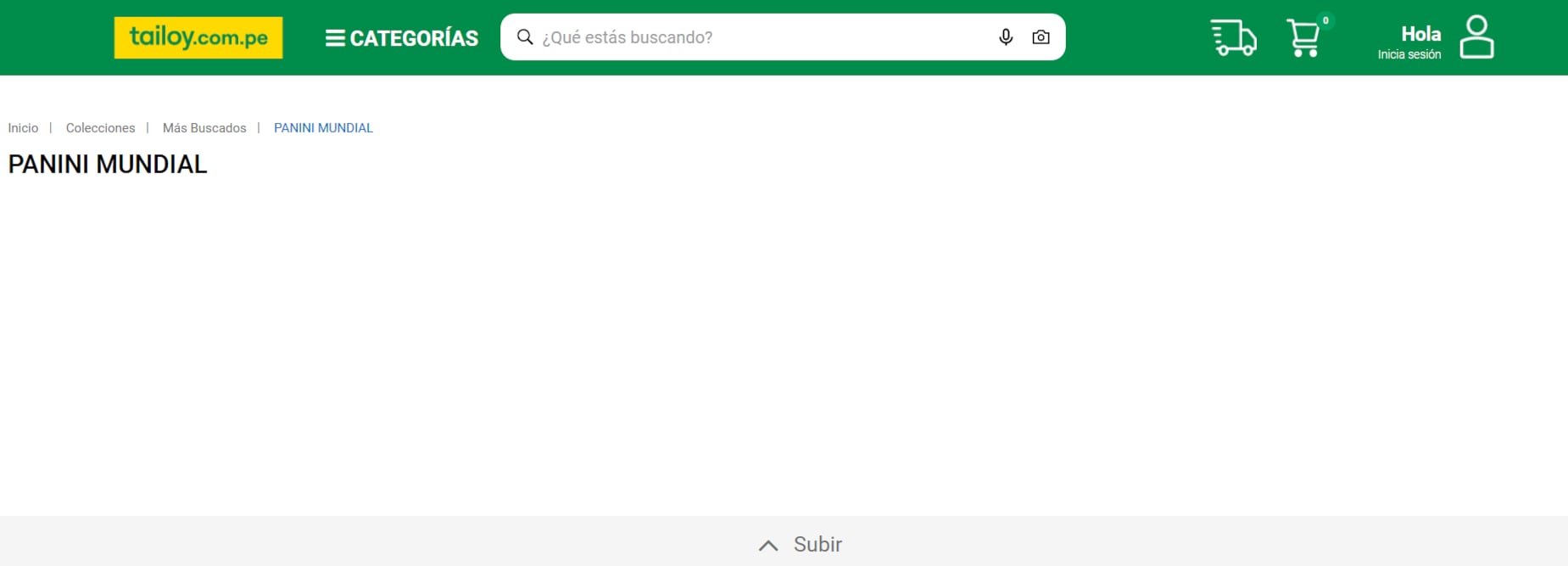 Apartado del álbum Panini del Mundial 2026 en la web de Panini. No existen ejemplares disponibles. Crédito: Captura web de Tai Loy.