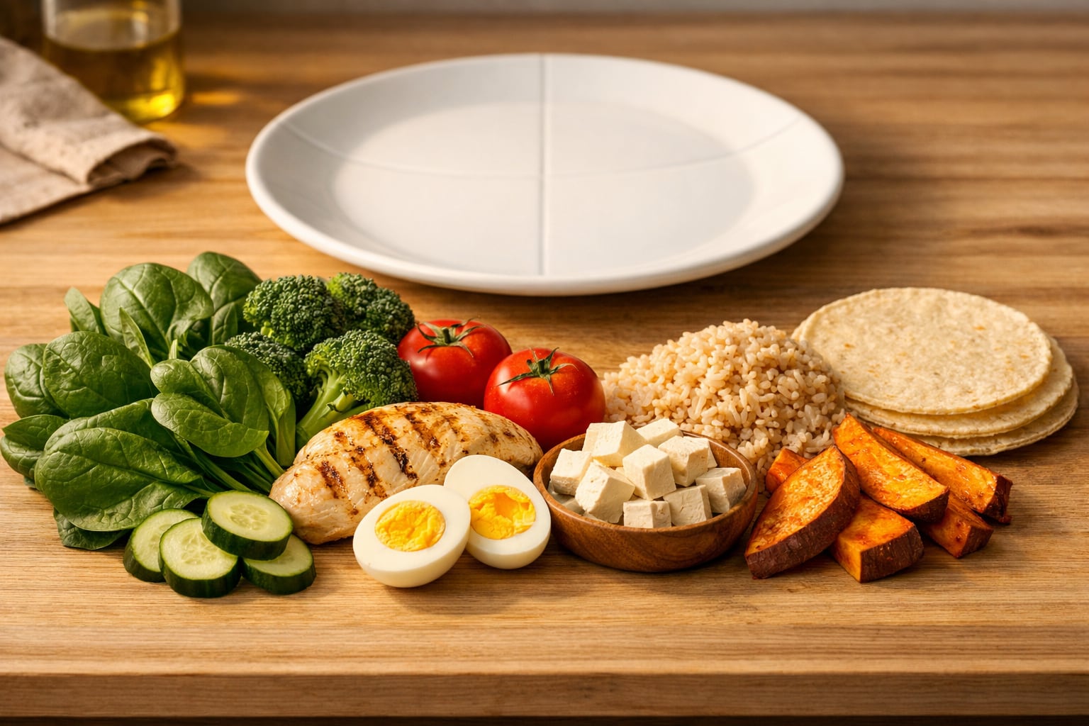 Propone dividir las comidas en verduras, proteínas magras y carbohidratos complejos para ayudar a controlar la glucosa y mantener un peso saludable