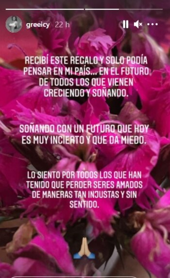 Historias en Instagram de Greeicy.
