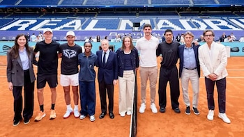 Nadal y Courtois contra Sinner y Bellingham, y Florentino como juez de silla: el primer partido de tenis que acoge el Santiago Bernabéu en el marco del Mutua Madrid Open