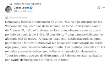 Fue la última interacción de la actriz colombiana bajo la cuenta @Margaritarosadf - crédito Captura de Pantalla X