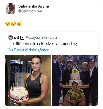 Tuit de Sabalenka sobre la