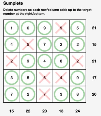 Sumplete, creado por Daniel Tait