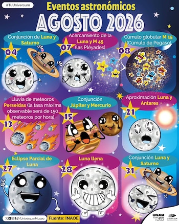 Eventos astronómicos de agosto 2026: fechas para ver la lluvia de meteoros perseidas y el eclipse parcial de luna
(RS)