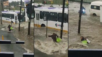 Los encharcamientos por las fuertes lluvia pudieron en riesgo la vida de una adulta mayor