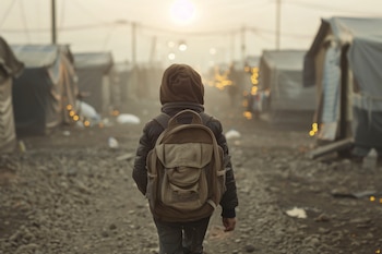 Un niño intenta migrar de