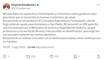 La búsqueda de la rosarina abarcó varias provincias argentinas, desde Córdoba hasta Misiones, antes de que apareciera en Brasil