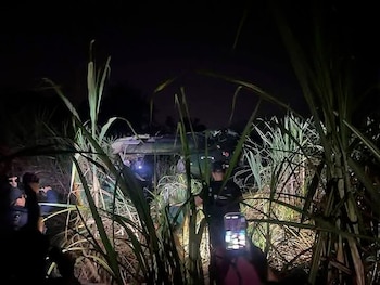 El helicóptero accidentado quedó atrapado