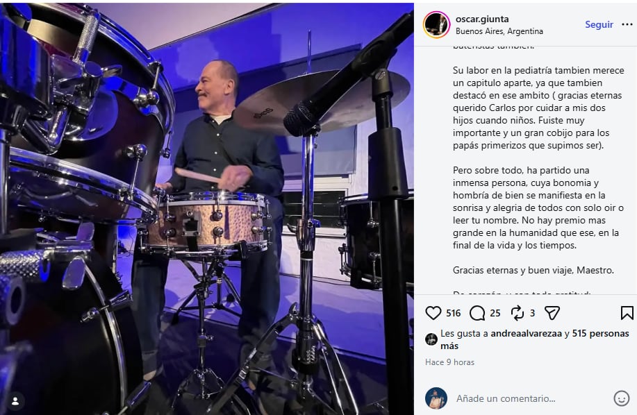 El conmovedor posteo de Oscar Giunta