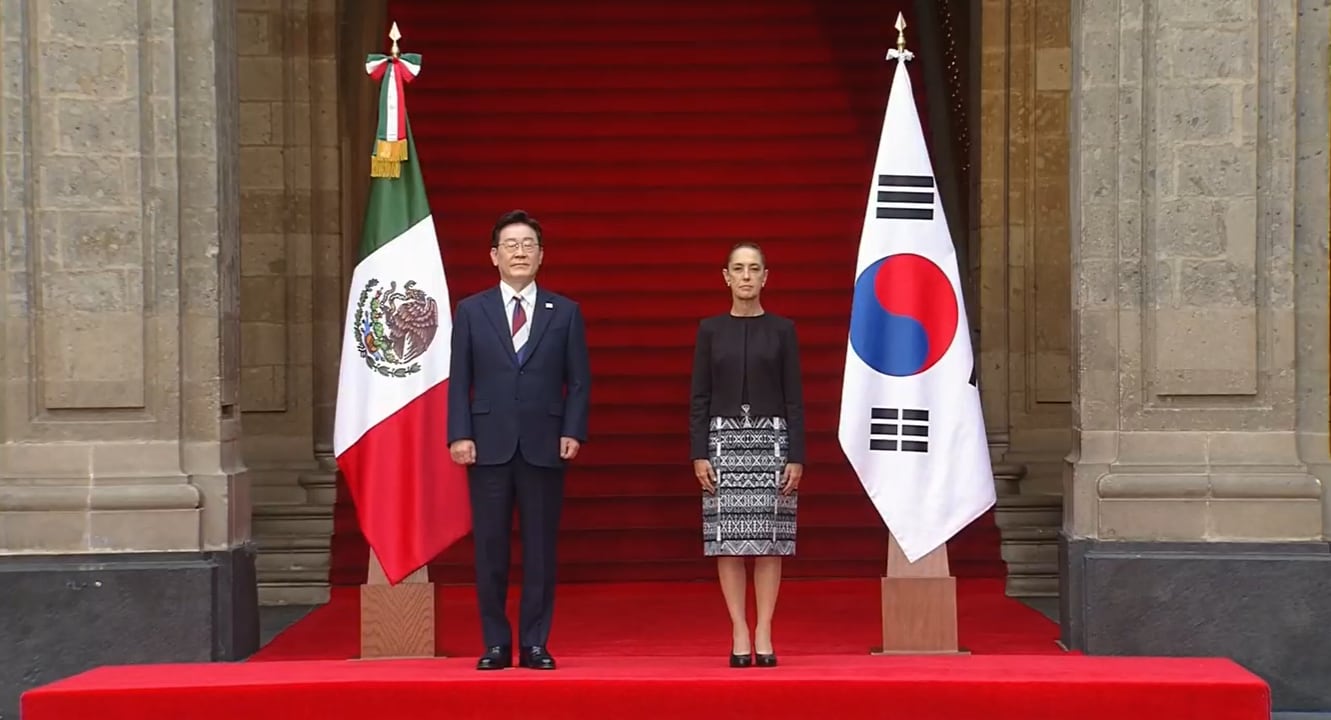 La presidenta de México, Claudia Sheinbaum y el presidente de Corea del Sur, Lee Jae-myung