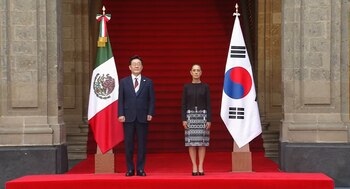 La presidenta de México, Claudia Sheinbaum y el presidente de Corea del Sur, Lee Jae-myung